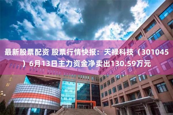 最新股票配资 股票行情快报：天禄科技（301045）6月13日主力资金净卖出130.59万元