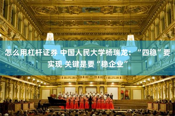 怎么用杠杆证券 中国人民大学杨瑞龙：“四稳”要实现 关键是要“稳企业”