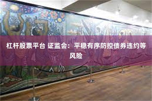 杠杆股票平台 证监会：平稳有序防控债券违约等风险