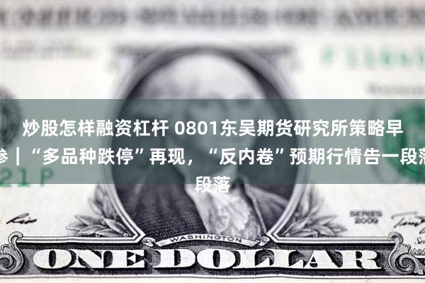 炒股怎样融资杠杆 0801东吴期货研究所策略早参｜“多品种跌停”再现，“反内卷”预期行情告一段落